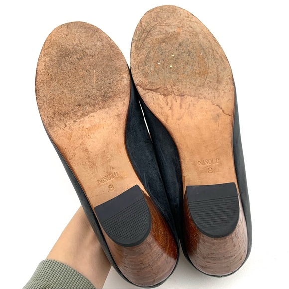 Nisolo Austin Mule Bootie Smoke Black Leather Stacked Heel Clog Boot Size 8 - Picture 6 of 7